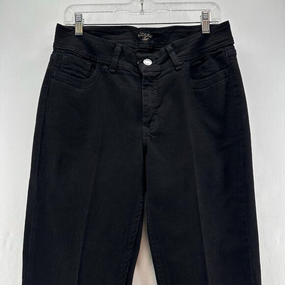 Riders by Lee Mid-Rise Bootcut Jeans Women 12 Long Stretch Denim Zip Fly Black - Picture 3 of 12